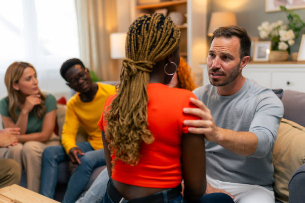 a therapy group having a discussion